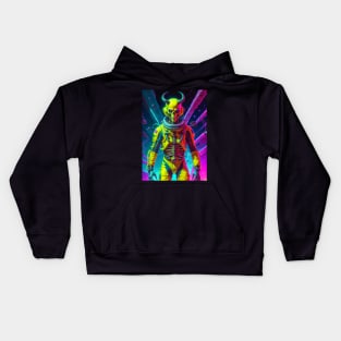 Vaporwave Skull Design Kids Hoodie